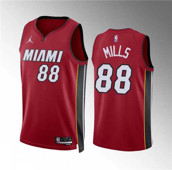 Mens Miami Heat #88 Patrick Mills Red Statement Edition Stitched Basketball Jersey Dzhi
